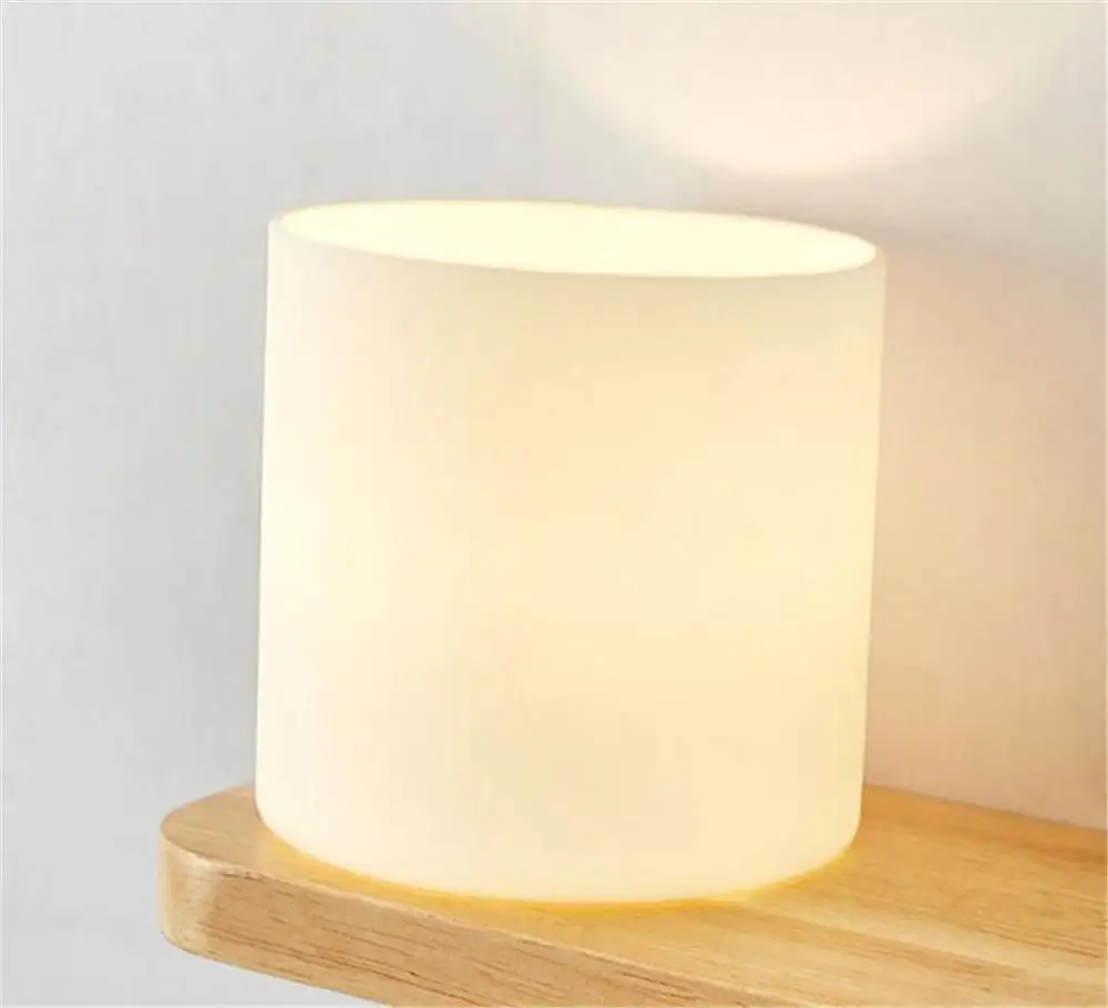 Современные Деревянные Настенные Бра в скандинавском стиле с белым стеклянным