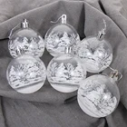 6 шт. белый пластиковый снежный шар для рождественского декора, подвески для рождественской елки, подвесные украшения для дома и улицы, поделки своими руками