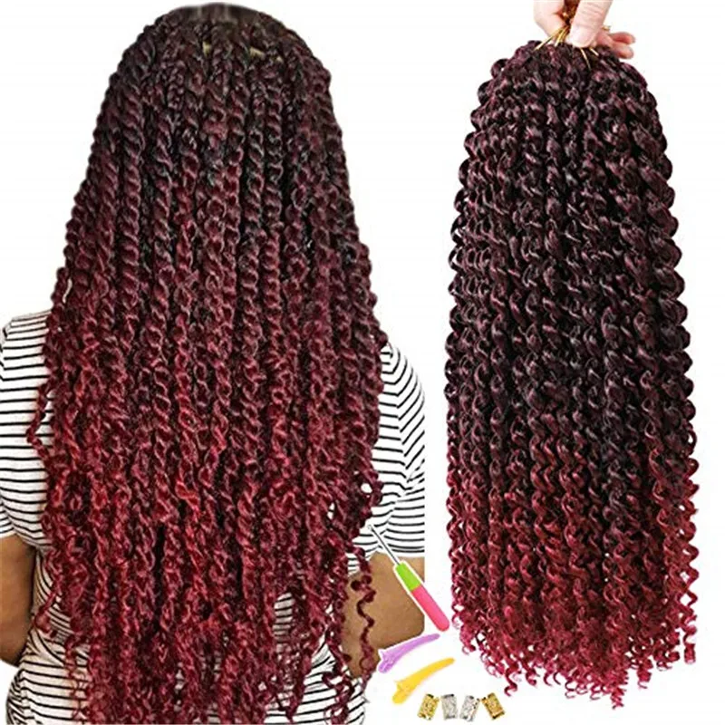 

Kong&Li 18inch 22strands Passion Twist Hair Crochet Braid Extensions Synthetic Crotchet Hair Water Wave Braiding Hair