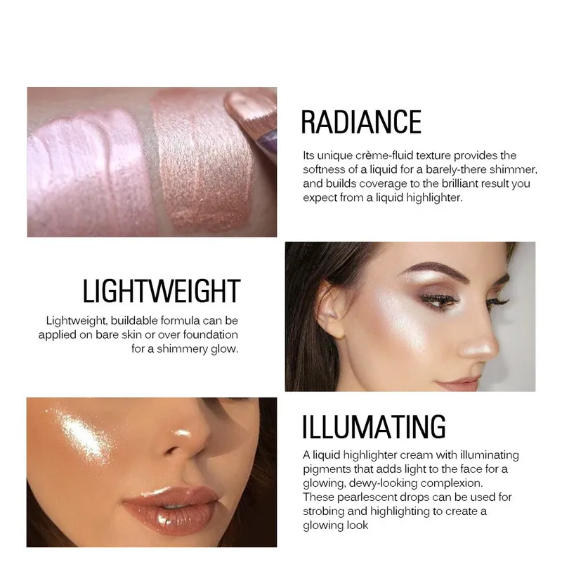 

Face Highlighter Cream Liquid Illuminator Makeup Shimmer Make Up Facial Brighten Shine Highlighters Cosmetic Wholesale