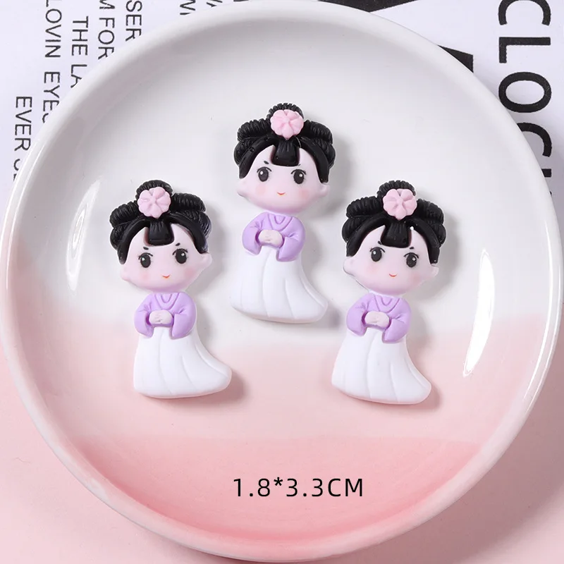 

10Pcs/lot Cartoon Chinese Traditional Princess Flat back Resin Cabochon Kawaii Embellishment for Hair Accessories DIY Decoration