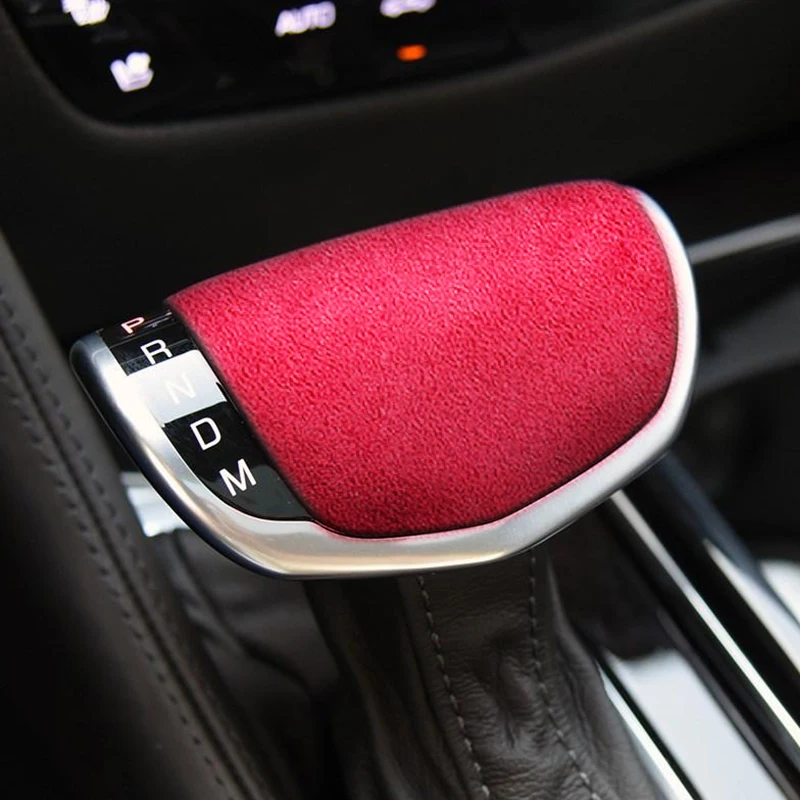 

16-21 For Cadillac CT6 Red Black Alcantara Suede Gear Sleeve Cover