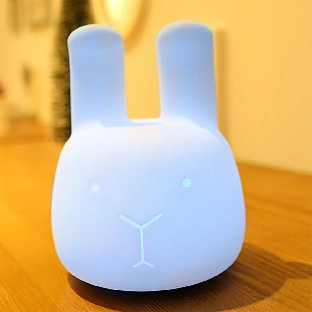 Colorful Rabbit Silicone Night Light Rechargeable Desk Bedside Lamp Pat Cartoon Light Drop shipping