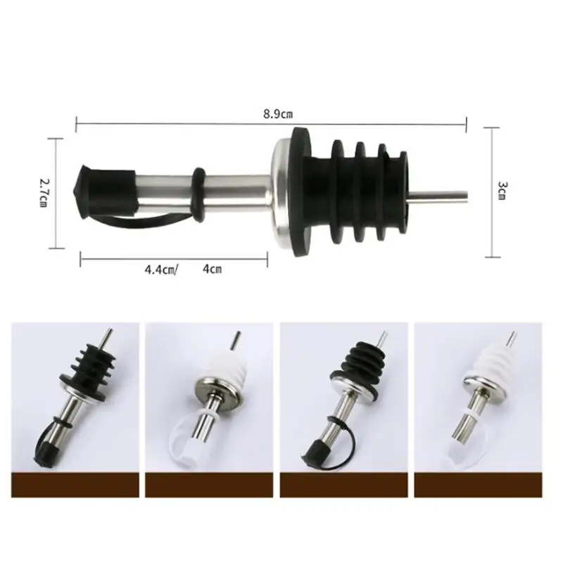 

2021 4 Pcs Stainless Steel Wine Pourers Dust Covers Olive Oil Liquor Bottle Pour Spout Cover Rubber Caps wine bottle bar