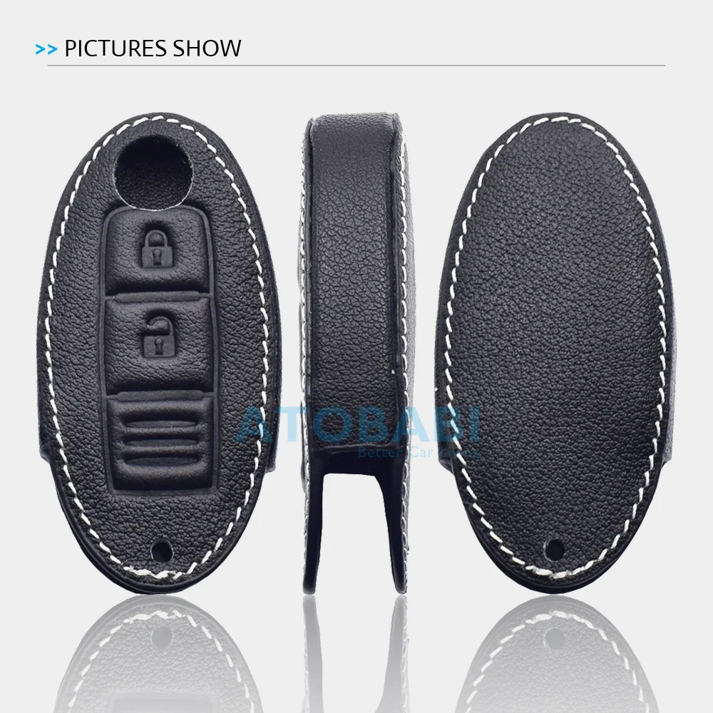 Кожаный чехол для автомобильного ключа Smart Remote Fobs Shell Cases Accessories For Nissan Juke Navara Cube Leaf