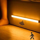 Светодиодный светильник с пассивным инфракрасным датчиком движения, прикроватный ночник с зарядкой через USB, индукционный светильник для кухни, коридора, лестницы, 30 см, 5 В