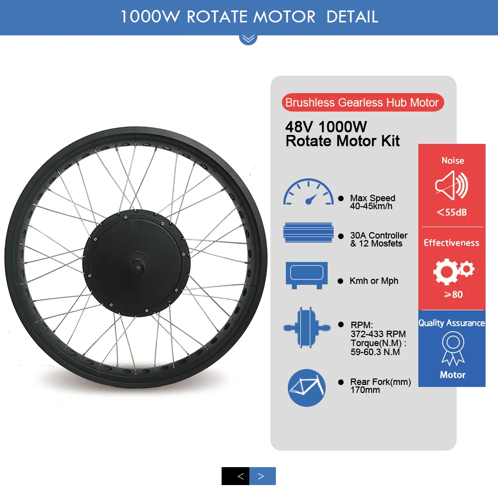 Billig Schnee EBike Conversion Kit 48V 1000W Fett Reifen Bike Kit 20''26'' 4,0 Breite Hinten Drehen Hub Motor Rad Elektrische Bike Conversion Kit