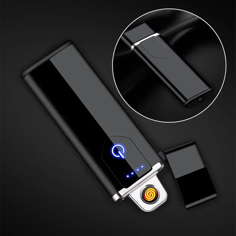 

USB зажигалки с сенсорным экраном заряжаемая Зажигалка безпламенная ветрозащитная металлическая Фотолюминесцентная зажигалка для мужчин
