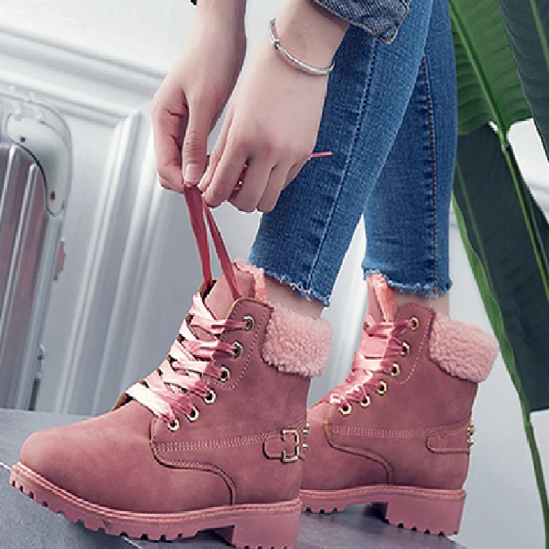 Осенне-зимние женские Ботинки Martin на толстой шнуровке крутые Женские однотонные