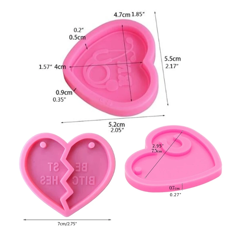 

Love Heart Keychain Epoxy Resin Mold Jewelry Pendants Silicone Mould DIY Crafts Decorations Ornaments Casting Tool