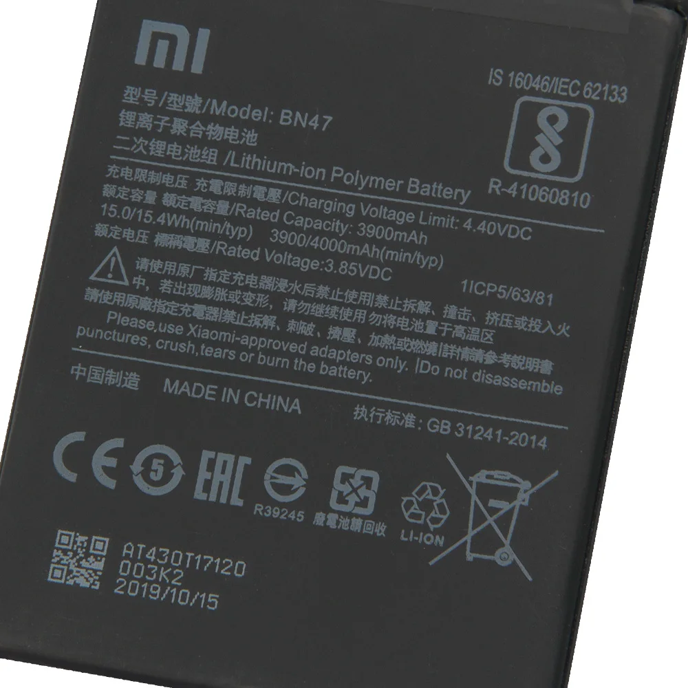 Оригинальная запасная батарея для Xiaomi Redmi 6pro Mi A2 Lite Hongmi 6 Pro Redrice BN47 настоящая
