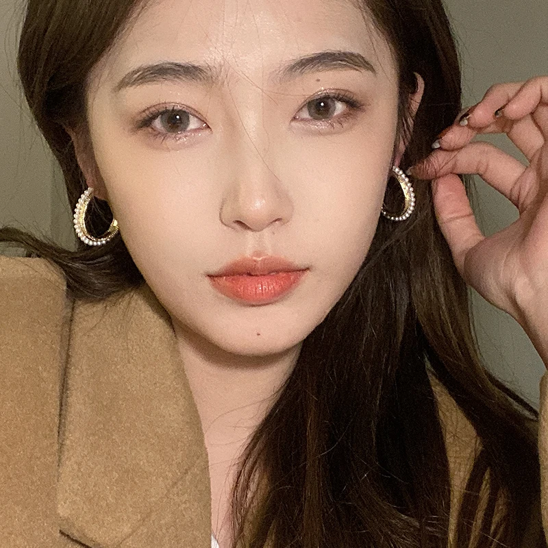 Французский Стиль Ретро элегантные серьги с жемчугом Модные металлические C