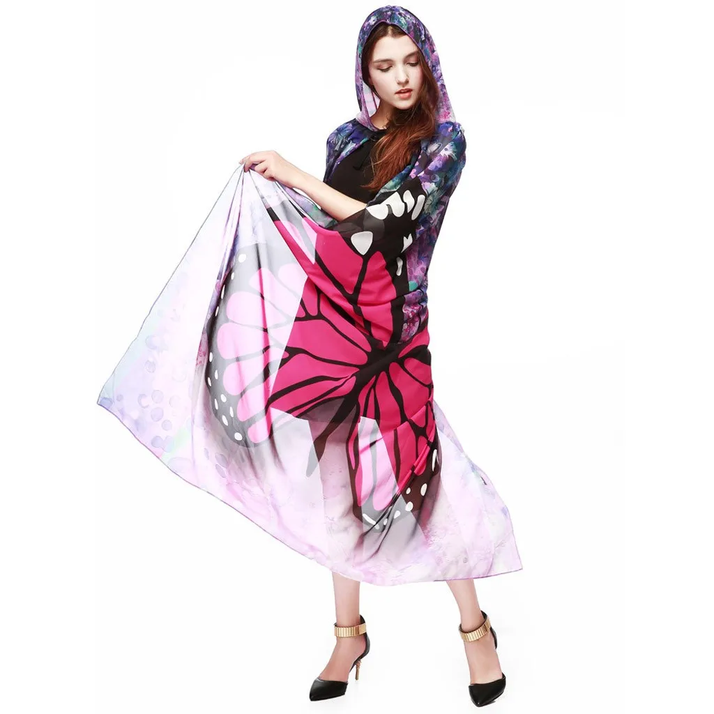 Женская шифоновая накидка с крыльями бабочки для косплея пончо Хэллоуина