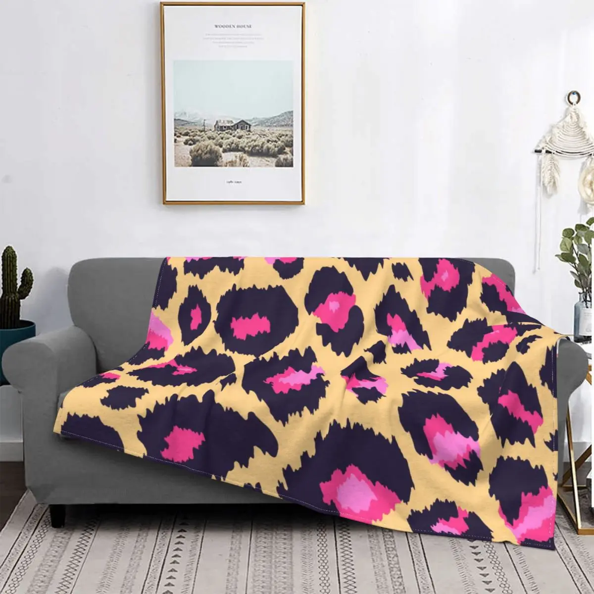 

Мягкое фланелевое одеяло в клетку, с принтом тигра