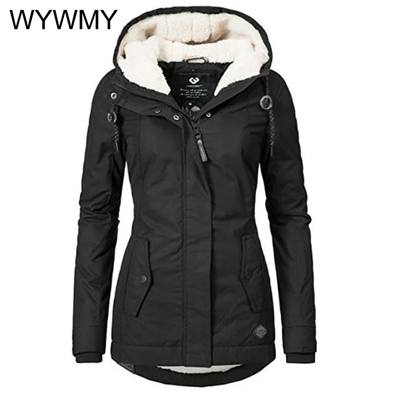 

WYWMY Womens Winter Jackets and Coats 2021 Harajuku Jacket Elegant Fashion Plus Size 4XL Hooded Parkas Long Sleeve Cotton Coat