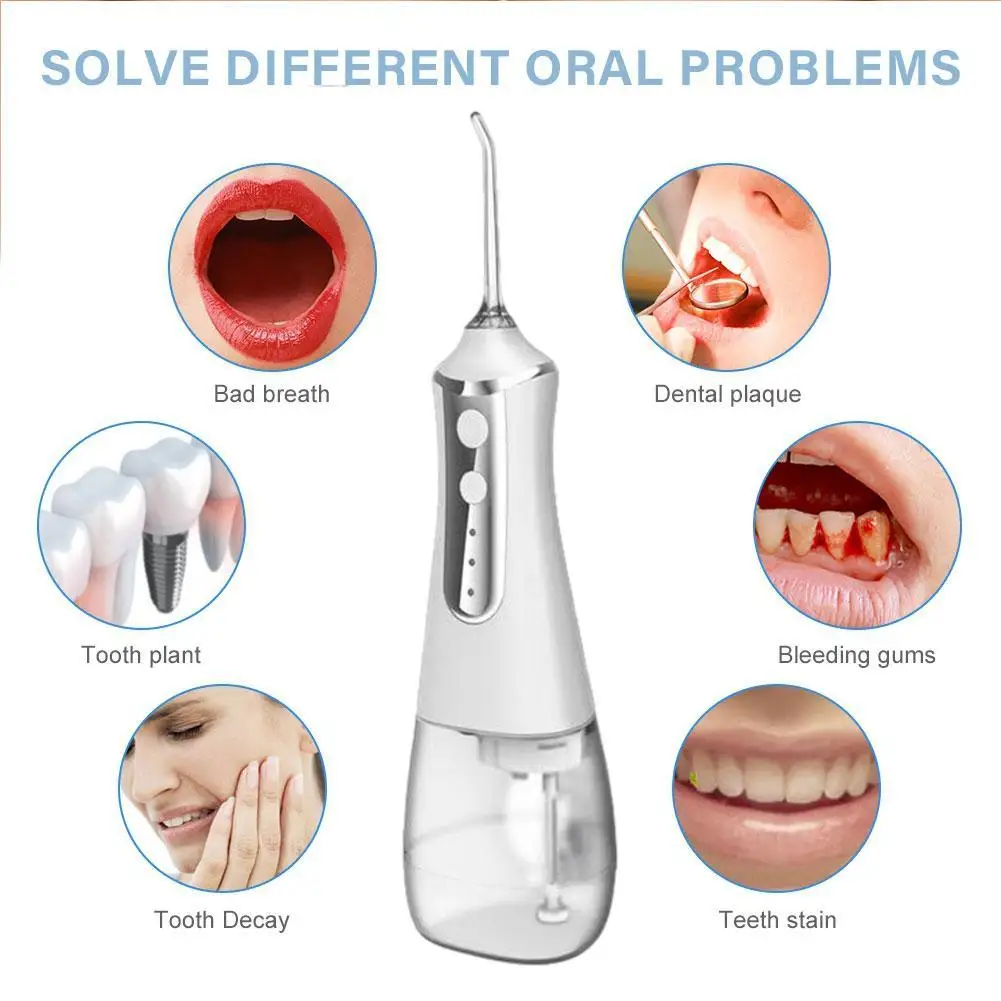 

Portable Oral Irrigator USB Rechargeable Water Floss Teeth Dental Water White Waterproof Flosser Pink Dental Cleaner Irriga F7Y1