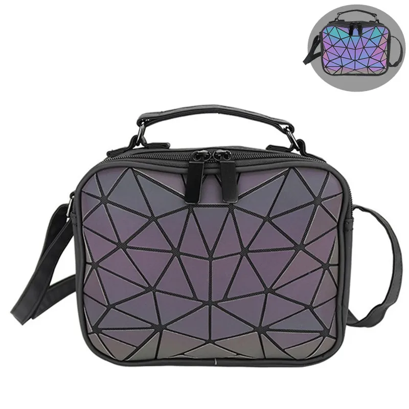 Luminous striangle MAGICYZ женские лазерные светящиеся сумки маленькие сумки через плечо для женщин сумка на плечо геометрическая Клетчатая Мужская Сумка женская кожаная сумочка - Цвет: Luminous striangle
