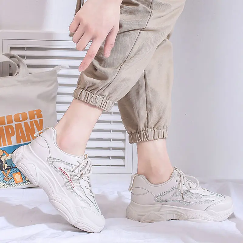 

NEW Sneakers Women 2021 Breathable Mesh Casual Shoes Female Fashion Sneaker Lace Up High Leisure Women Vulcanize Shoes Platform