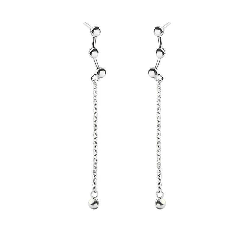 

Delicate Jewelry Dangle Earring Fashion And Simply Design Round Bead Silvery Plating Chain Drop Earrings For Girl Gifts