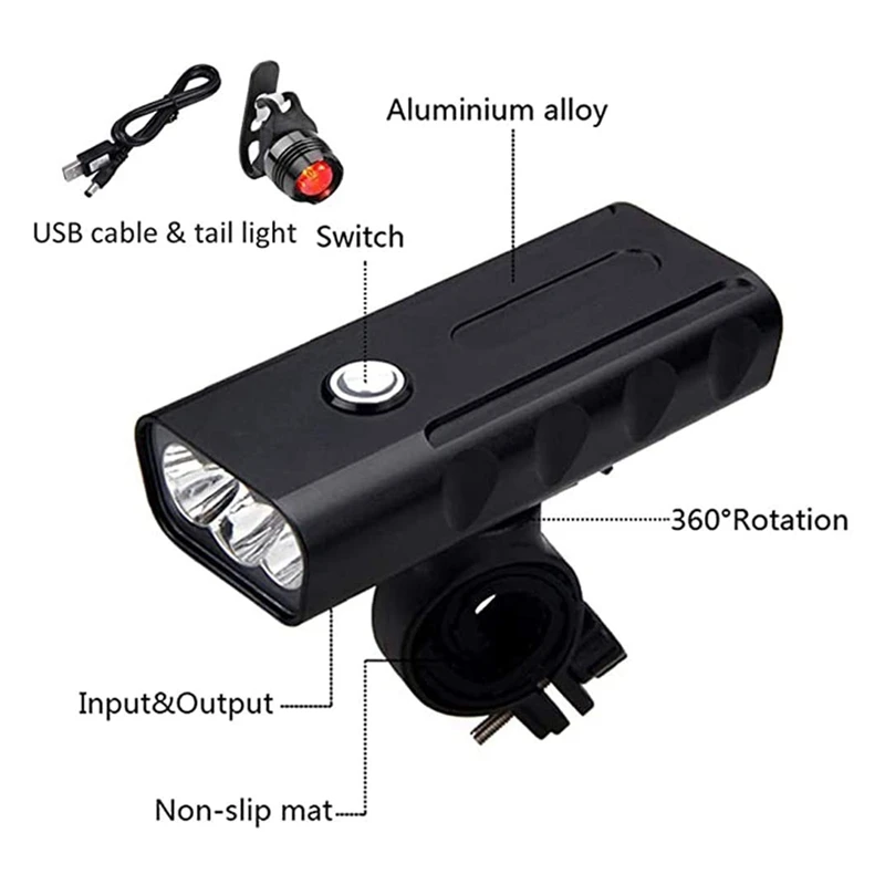 

Bike Light Set,Rechargeable Bicycle Lights,Cycle Lights 2400 Lumens,IPX5 Waterproof Bike Lights,Headlights for Bicycles