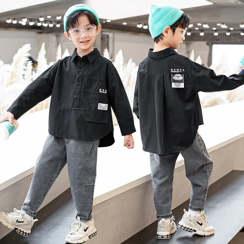 

Spring Summer Boys Cotton Blouses Shirts Kids Children Clothes Teenagers Coat Outwear Tops Costume Formal Hiqh Quality