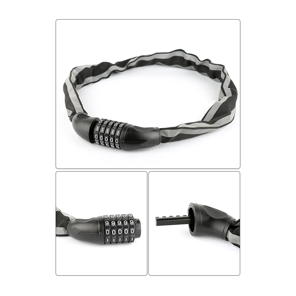 

High-Strength Bicycle Chain Lock Thickened Chain Bike Lock Manganese Steel Anti-Theft 5 Password Bicycle Lock Bike Accessories