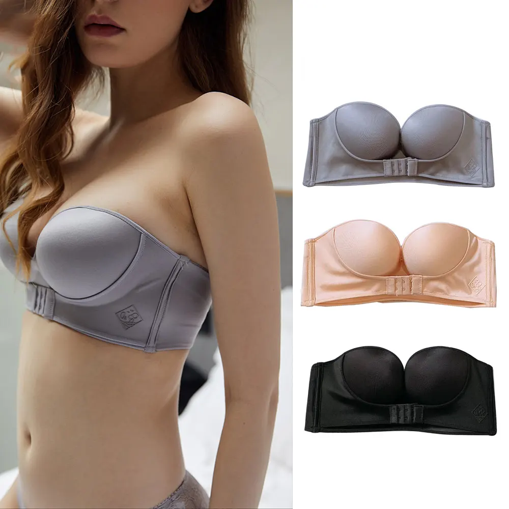 

Elovegirl French Half Cup Lace Bra French Style Front Closure Lingerie Wireless Underwear Seamless Soft Solid Color Wedding Bra