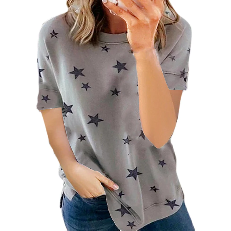 

Samdolly Loose T-shirts Women Star Printed Summer Top Fashion Women O neck Femme T shirt Casual Ladies Top