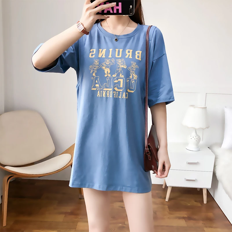 Натуральный хлопок середины Длина Стиль футболка для женщин по беременности и