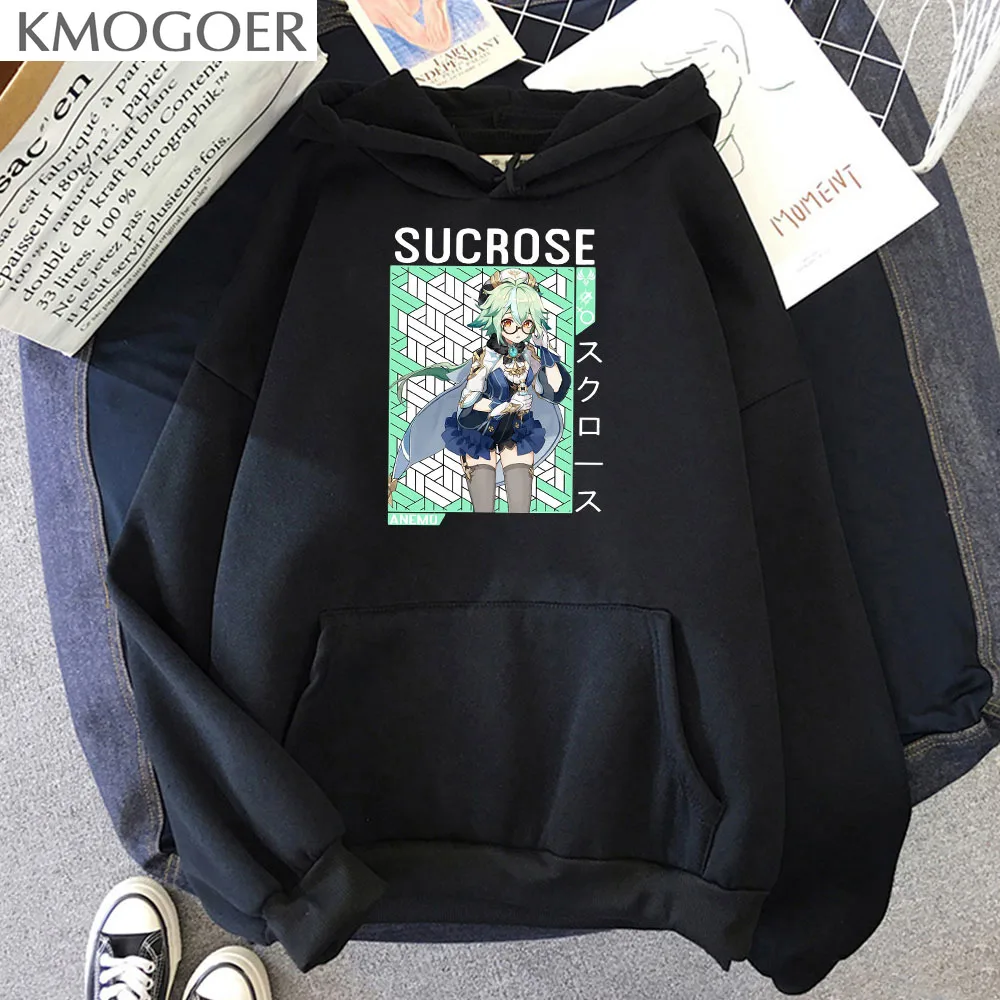 Толстовка с капюшоном в стиле аниме оверсайз уличная одежда Genshin Impact suкреза