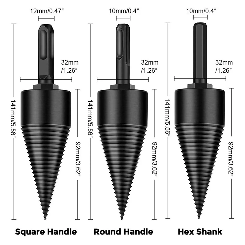 

'The Best' 1 Set Firewood Drill Bit Wood Splitter 32mm Removable Log Splitters Drill Bit 889