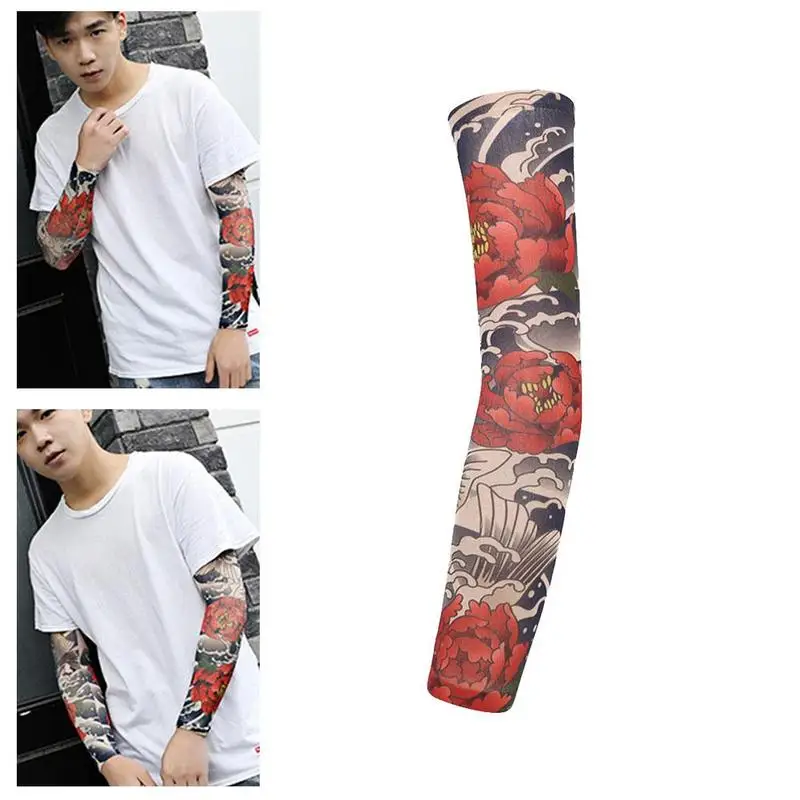

New Fashion Tattoo Sleeves Outdoor Cycling 3d Tattoo Protection para Brazo Printed Warmer Uv Bicycle Sleeves Mangas Unisex M8P3