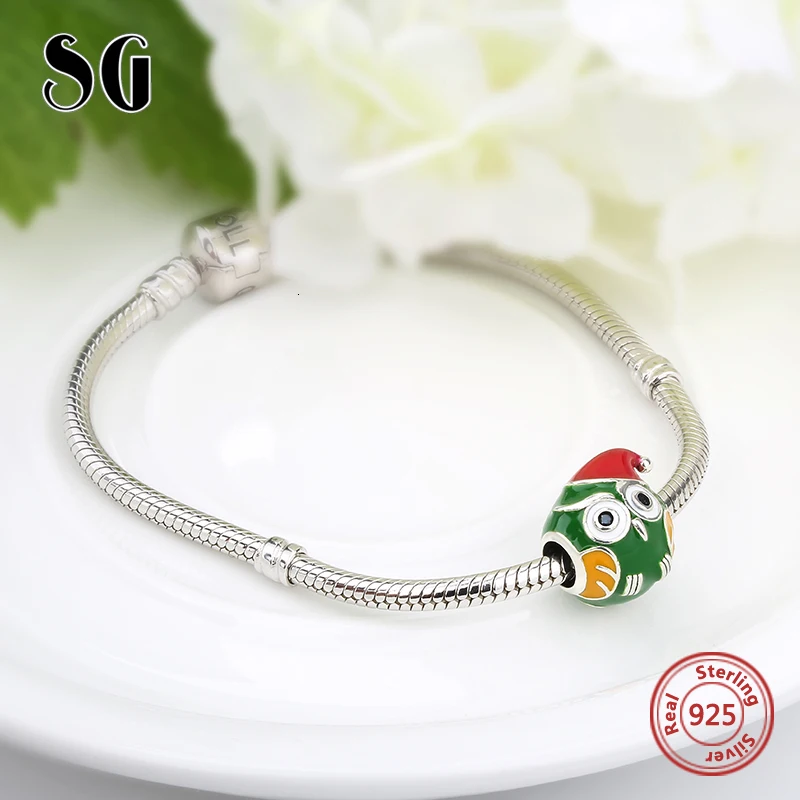 SG AliExpress, модная шапка, Сова, подвески, бусины, аксессуары для браслета pandora, серебро 925, оригинальное Изготовление ювелирных изделий, сделай сам, Рождество