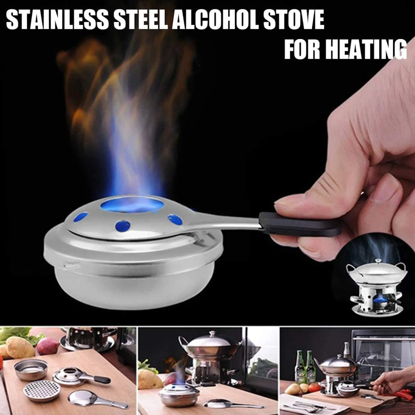 

Kitchen Portable Alcohol Stove Paste Burner Stainless Steel Mini Alcohol Oven Mini Home Outdoor Decorative Kitchen Bar Tools