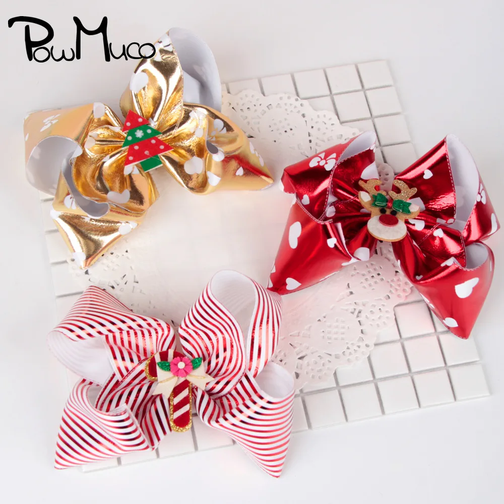 

Powmuco 14*12 см; Одежда для сна из хлопка с рождественскими рисунками узор с бантиками для детей заколки для волос с модным принтом и бантом детск...