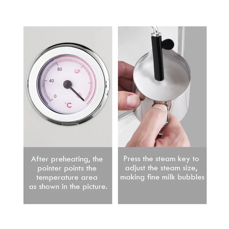 Кофемашина Zhoutu для эспрессо с паровой палочкой измеритель температуры горячей