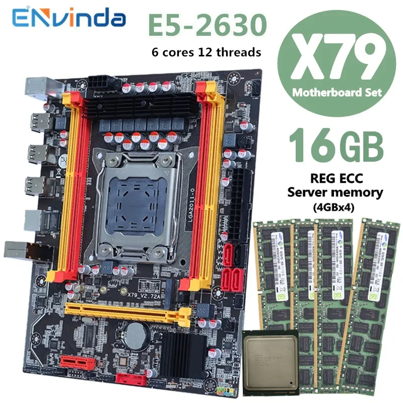 ENVINDA x79 motherboard LGA2011 E5-2630CPU 4*4GB DDR3=16G 1333 REG ECC RAM PC3 10600R memory combo kit set NVME SATA Server | Компьютеры и