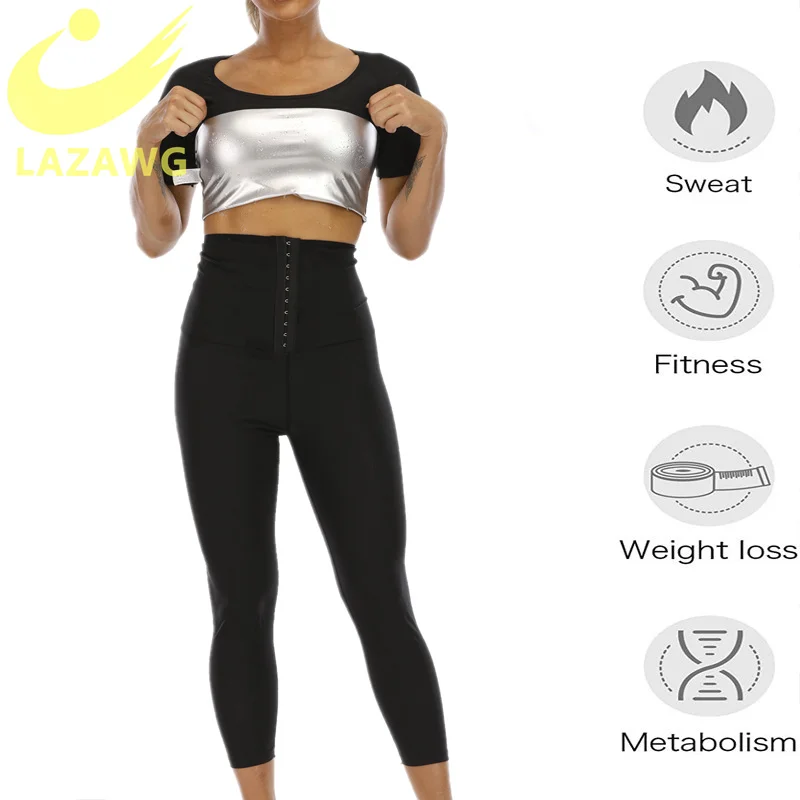 Женский костюм-сауна с коротким рукавом для похудения и фитнеса |