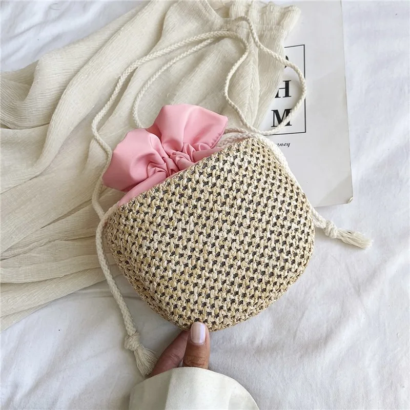 

Straw Ladies Bag Bucket Straw Summer Handbag Crossbody Bag For Women Purse Female Messenger Envelope Phone Wallet Travel