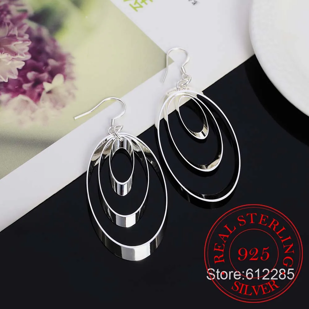 Серьги подвески женские из серебра 925 пробы модные корейские висячие серьги с