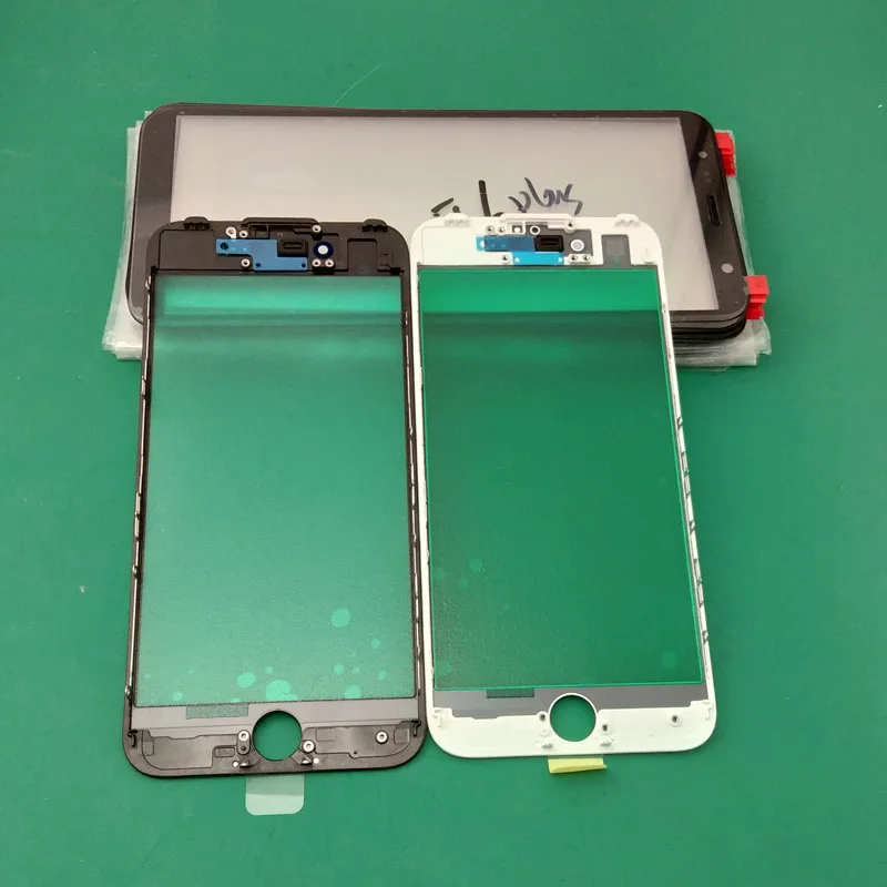 12Pcs White Black Top Quality For iPhone 6 6S 7 8 Plus Front Glass Touch Screen LCD Outer Panel Lens With Frame Bezel