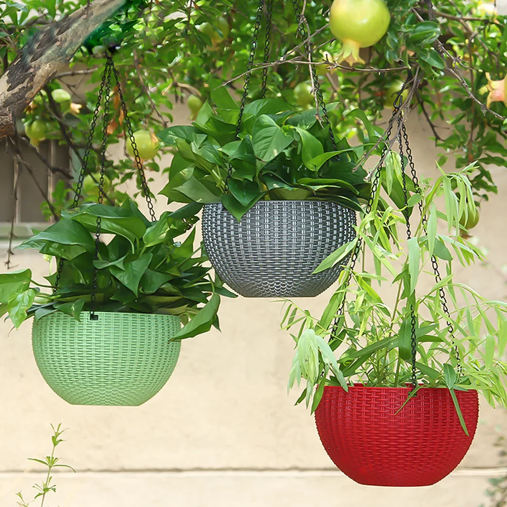 

Resin Hanging Plant Pots Basket Plant Hang Plant Flower Pot Hanger Outdoor Hanging Pot Holder Basket For Wall Decoration Garden