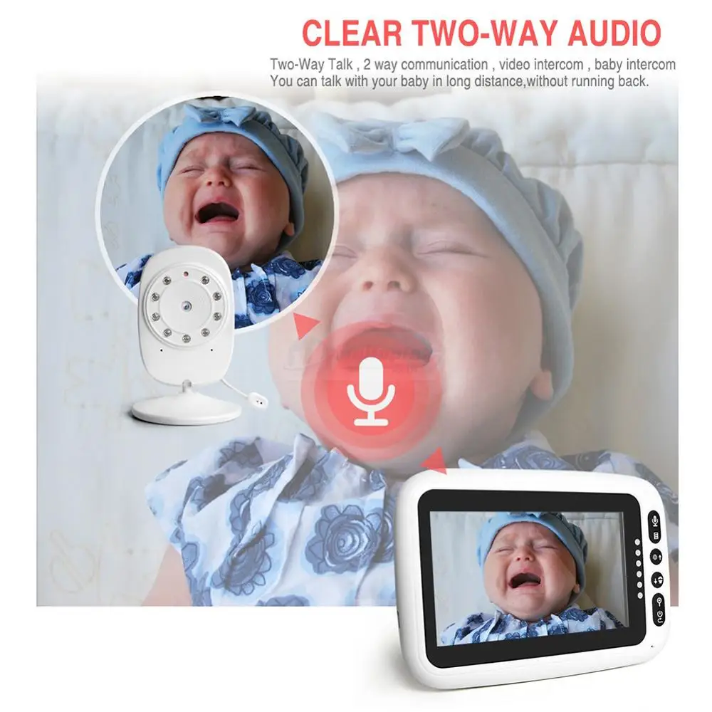 Радио няня 4 3-дюймовый ЖК-монитор для младенца Sitter ИК Ночное Видение Интерком