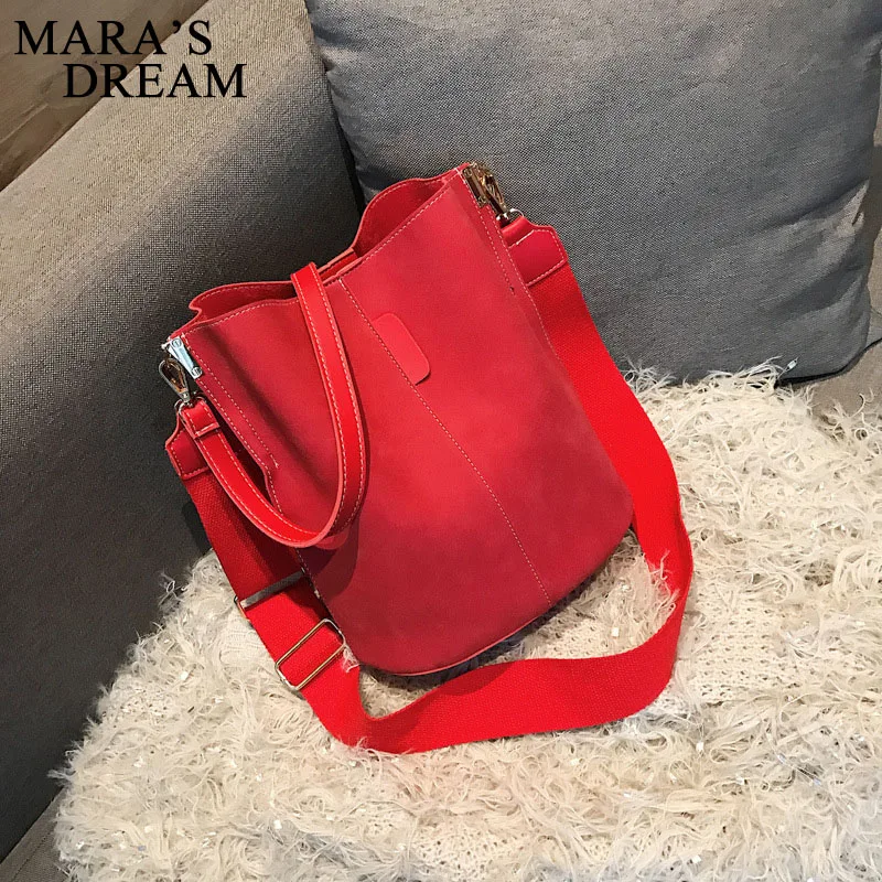 

Mara's Dream Messenger Bag Women Bucket Shoulder Bag Large Capacity Vintage Matte PU Leather Lady Handbag Luxury Designer Bag