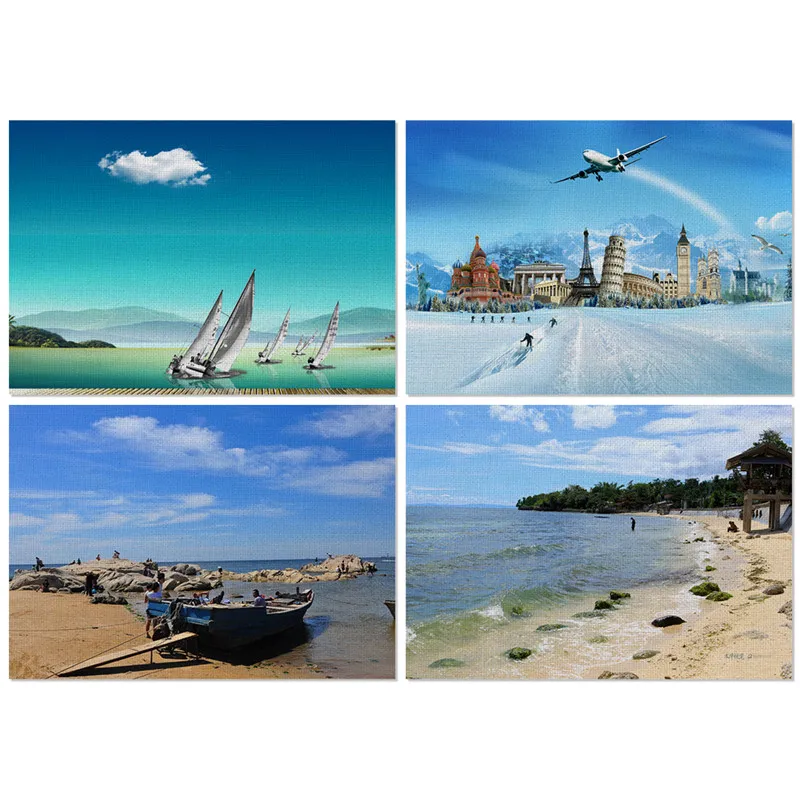 

Fuwatacchi Modern Scenery Pattern Placemat For Dining Table Tea Party Decorations Coaster Eco-friendly Washable Table Mats