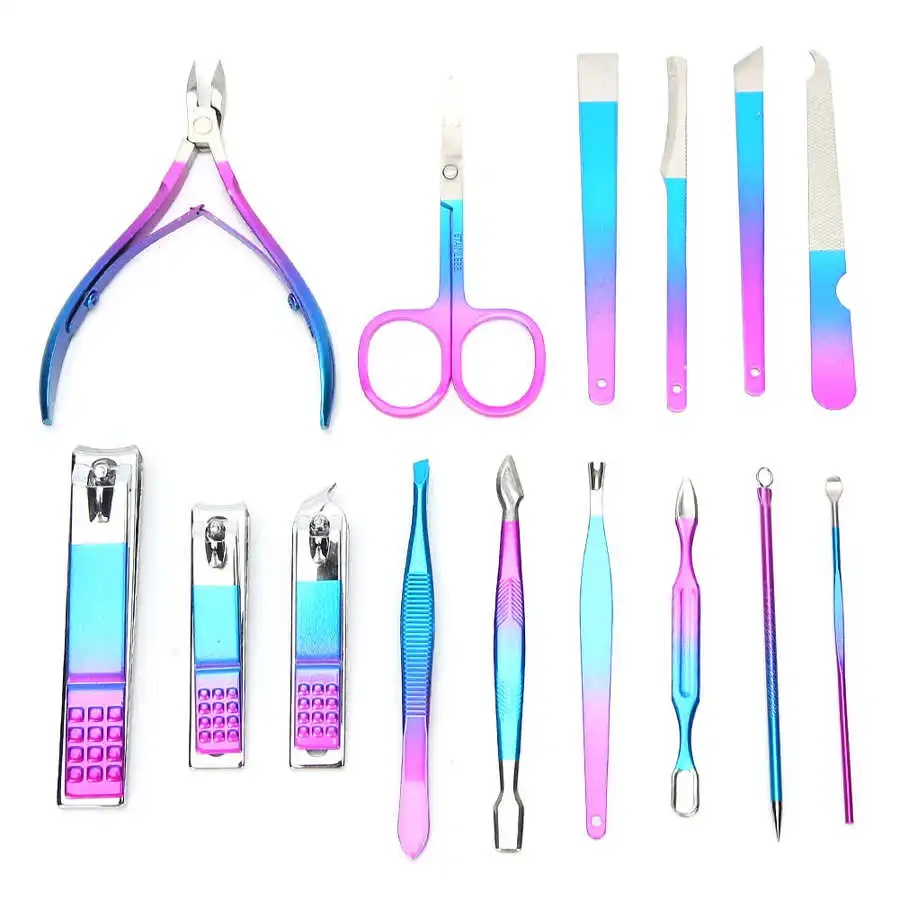 

15 Pcs/Set Nail Clipper Set Manicure Pedicure Kit Household Portable Manicure Kit Stainless Steel Nail Scissors Tool Set