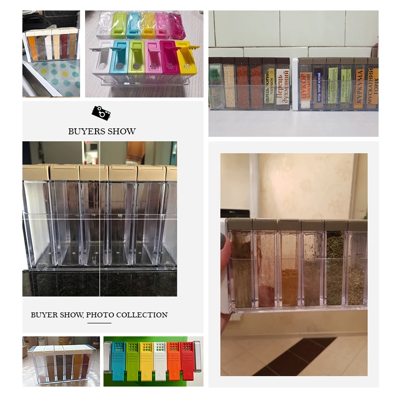 

Kitchen Seasoning Bottles Jars Boxes Plastic Spice Lid Can Sugar Layers Storage Organizer Box Home Organization Accessories Item