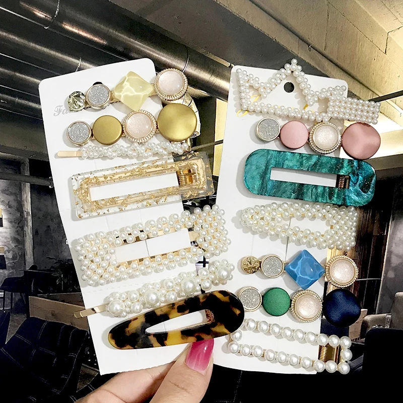 Женская заколка для волос в Корейском стиле жемчужная с кристаллами аксессуар