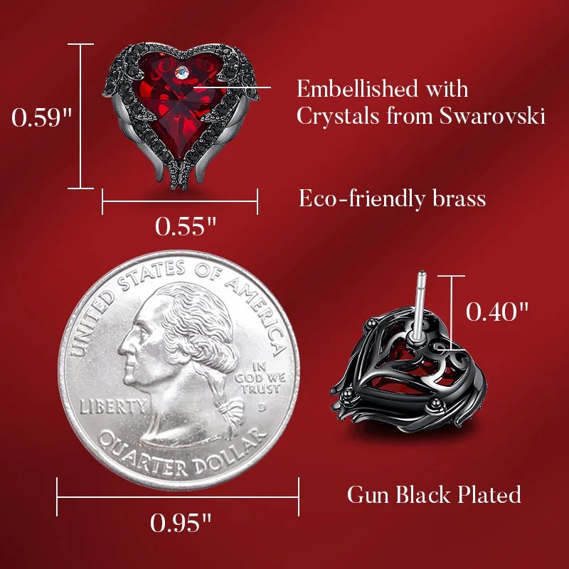 CDE серьги в форме сердца женские ювелирные украшенные кристаллами крыла ангела