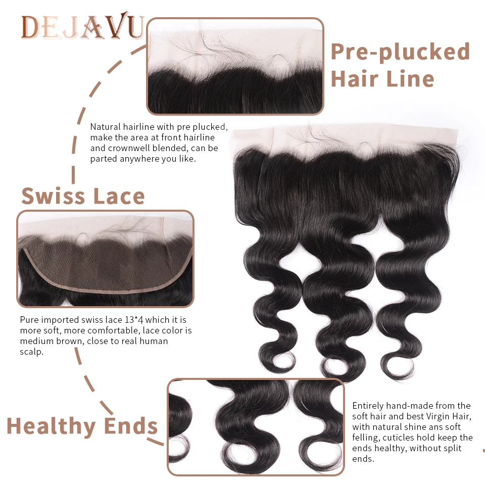 Пряди с застежкой Dejavu Body Wave бразильские пряди волос фронтальным человеческим